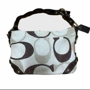 COACH Signature Shoulder Bag Canvas Leather Brown